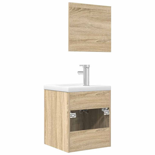 vidaXL Waschtisch mit Waschbecken & Spiegel L42xB18xH39cm Sonoma Oak, Brown