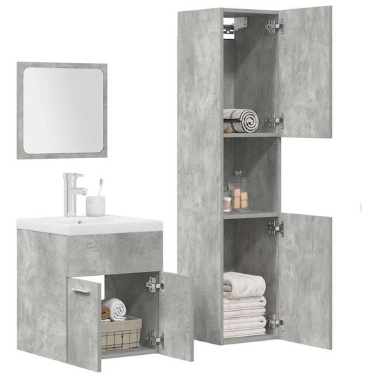 vidaXL Countertop with Sink, Mirror & Column L42xW18xH39cm Grey Concrete