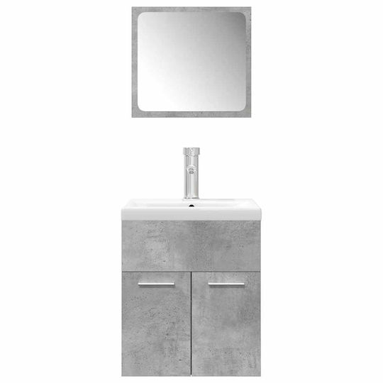 vidaXL Waschtisch mit Waschbecken & Spiegel L42xB18xH39cm Grey Concrete