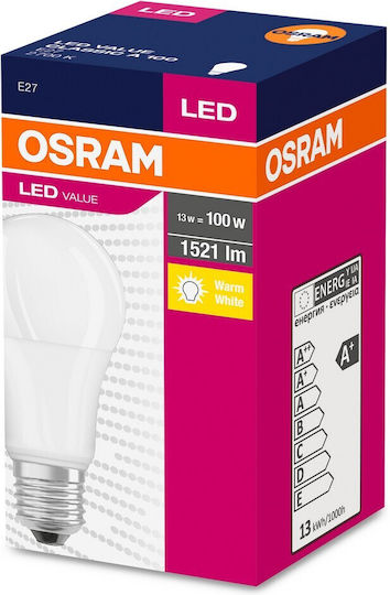 Ledvance LED Bulb 13W 118mm for Socket E27 and Shape A100 Warm White 1521lm