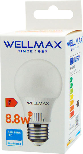 Wellmax Bec LED 9W pentru Soclu E27 și Formă A60 Alb rece 810lm