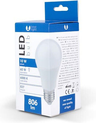 Forever Light LED-Lampe 10W 109mm für Fassung E27 und Form A60 Kühles Weiß 806lm
