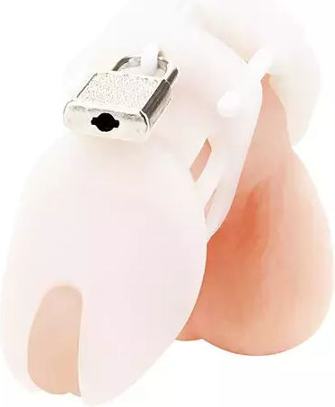 Blue Line Blue Line Silicone Chastity Cage Κλουβί Πέους σε Λευκό Χρώμα