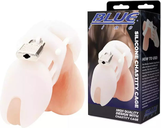 Blue Line Blue Line Silicone Chastity Cage Κλουβί Πέους σε Λευκό Χρώμα
