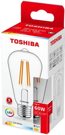 Toshiba LED-Lampe 7W für Fassung E27 und Form ST64 Warmes Weiß 806lm