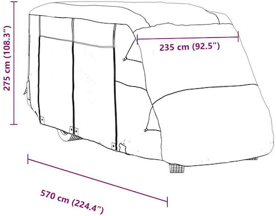 vidaXL Κουκούλα 570x235x275cm Αδιάβροχη που Στερεώνεται με Ιμάντες