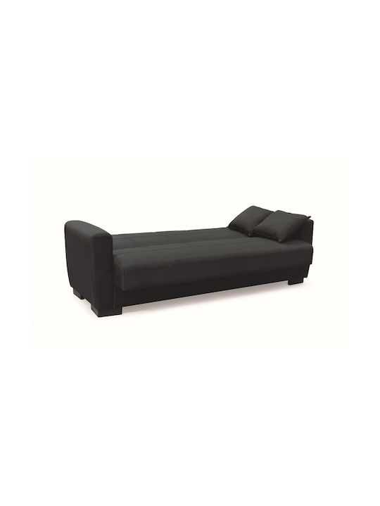 Anima Three-Seater Couch Bed with Storage Space Black 210x80x36 cm