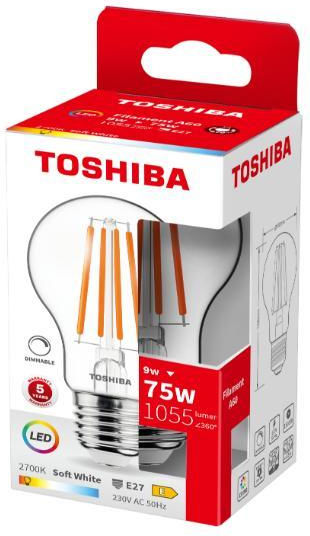 Toshiba LED-Lampe 9W für Fassung E27 und Form A60 Warmes Weiß Dimmbar