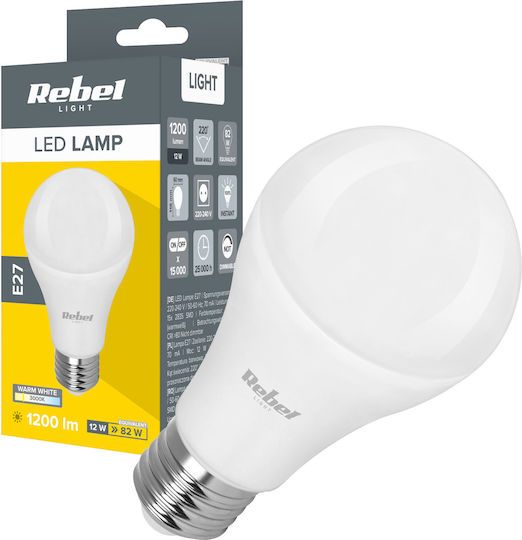 Rebel LED Bulb 12W for Socket E27 and Shape A60 Warm White 1500lm