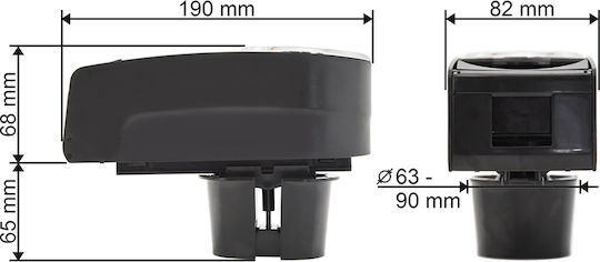 Compass Car Cup Holder Select with Mobile Mount 2 Positions for Console in Black Color