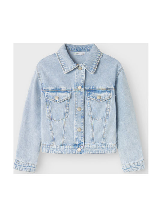 Kids Long Denim Jacket Light Blue
