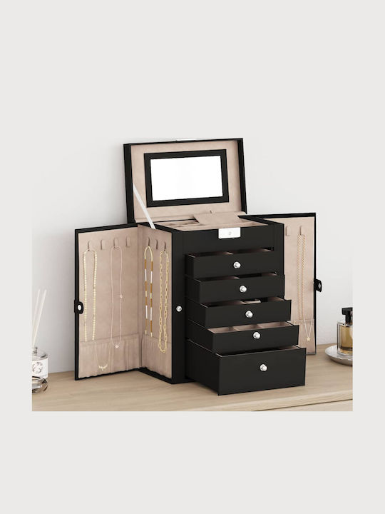 vidaXL Black Jewellery Box with Mirror