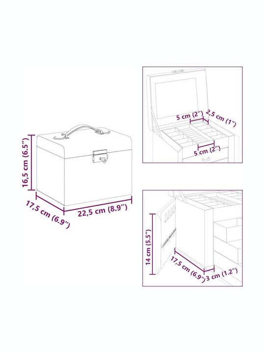vidaXL Travel Jewellery Box Velvet with Mirror White 22.5x17.5x16.5cm