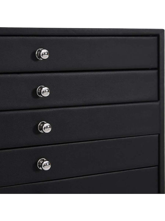 vidaXL Metallic Jewellery Box with Drawer Black 29x20.5x40.5cm