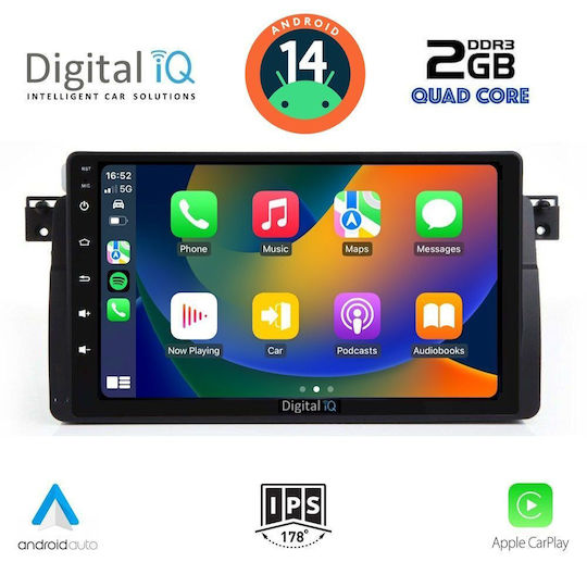 Digital IQ Sistem Audio Auto pentru BMW E46 1998-2005 (Bluetooth/USB/AUX/WiFi/GPS/Apple-Carplay/Android-Auto) cu Ecran Tactil 9"