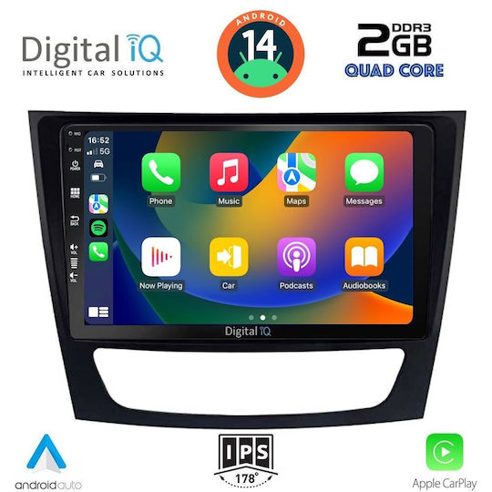 Digital IQ Auto-Audiosystem für Mercedes-Benz E Klasse / CLS Klasse 2003-2009 (Bluetooth/USB/AUX/WiFi/GPS/Apple-Carplay/Android-Auto) mit Touchscreen 9"