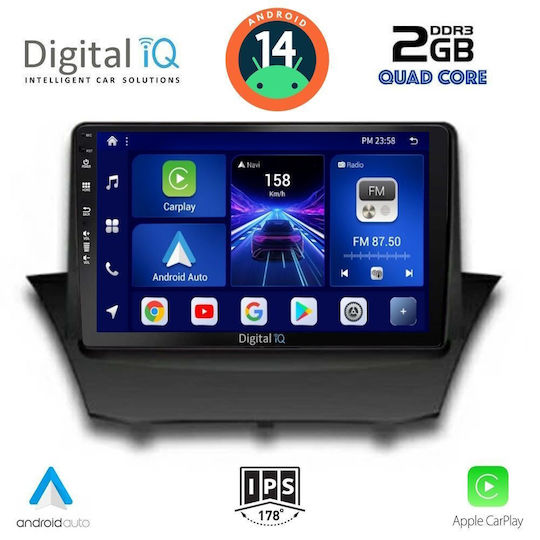 Digital IQ Auto-Audiosystem für Ford Fiesta 2008-2017 (Bluetooth/USB/AUX/WiFi/GPS/Apple-Carplay/Android-Auto) mit Touchscreen 9"