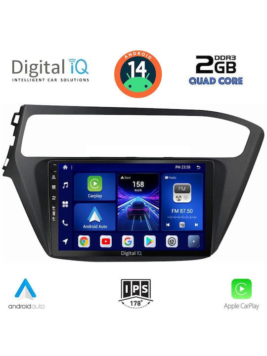 Digital IQ Car Audio System for Hyundai i20 2019-2021 (Bluetooth/USB/AUX/WiFi/GPS/Apple-Carplay/Android-Auto) with Touch Screen 9"