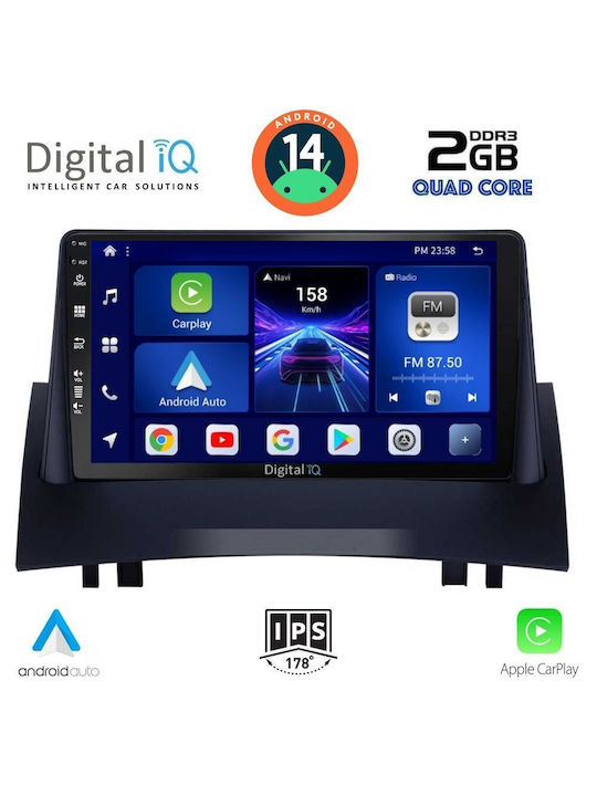 Digital IQ Car Audio System for Renault Megane 2002-2008 (Bluetooth/USB/AUX/WiFi/GPS/Apple-Carplay/Android-Auto) with Touch Screen 9"