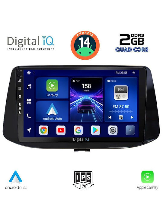 Digital IQ Car Audio System for Hyundai i30 2018 (Bluetooth/USB/AUX/WiFi/GPS/Apple-Carplay/Android-Auto) with Touch Screen 9"