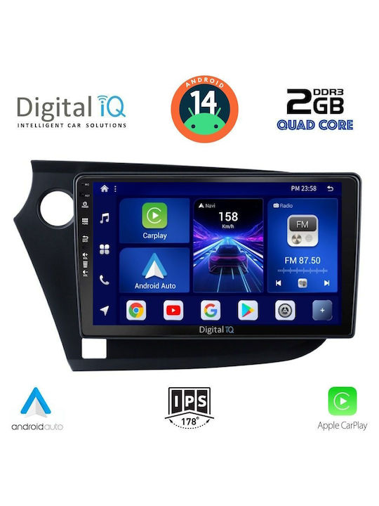 Digital IQ Car Audio System for Honda Insight 2009-2014 (Bluetooth/USB/AUX/WiFi/GPS/Apple-Carplay/Android-Auto) with Touch Screen 9"