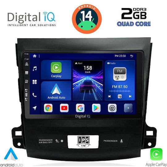 Digital IQ Car Audio System for Peugeot 4007 Mitsubishi Outlander Citroen C-Crosser 2006-2012 (Bluetooth/USB/AUX/WiFi/GPS/Apple-Carplay/Android-Auto) with Touch Screen 9"