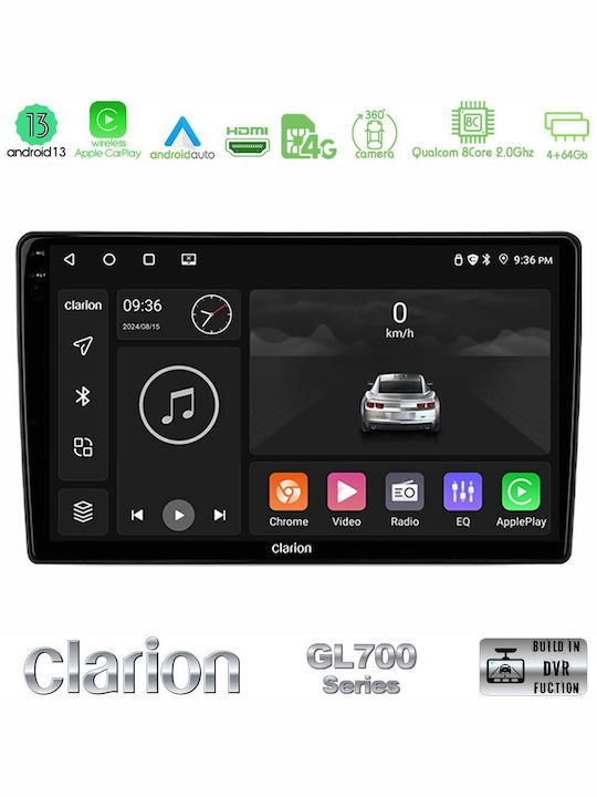 Clarion Car Audio System for Kia Picanto (Bluetooth/USB/WiFi/GPS/Apple-Carplay/Android-Auto) with Touch Screen 9"