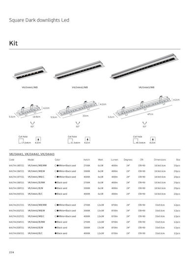 VK Lighting Commercial Linear Recessed LED Wall Light Warm White IP20 L33xD5.5xH4.2cm