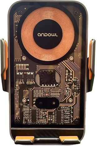 Andowl Qwx660 Car Mobile Mount with Adjustable Hooks and Wireless Charging Black