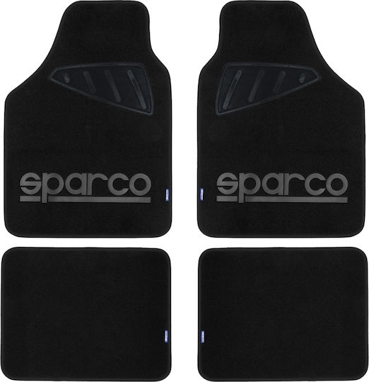 Sparco Satz Vorder- und Hintermatten Universal 4Stück aus Teppichboden Schwarz