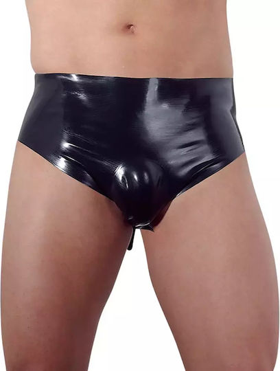 Late X Men's Latex Underwear Inflatable Anal Plug Black M