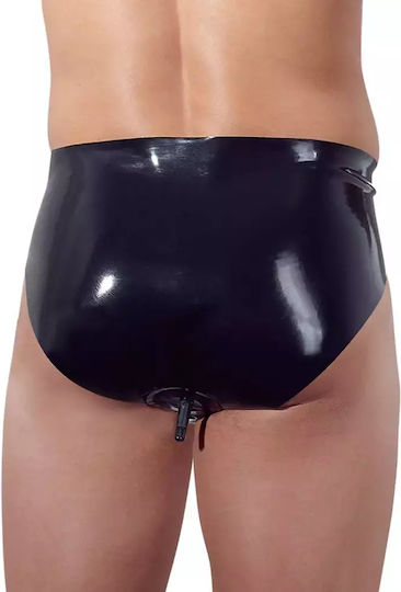 Late X Men's Latex Underwear Inflatable Anal Plug Black M
