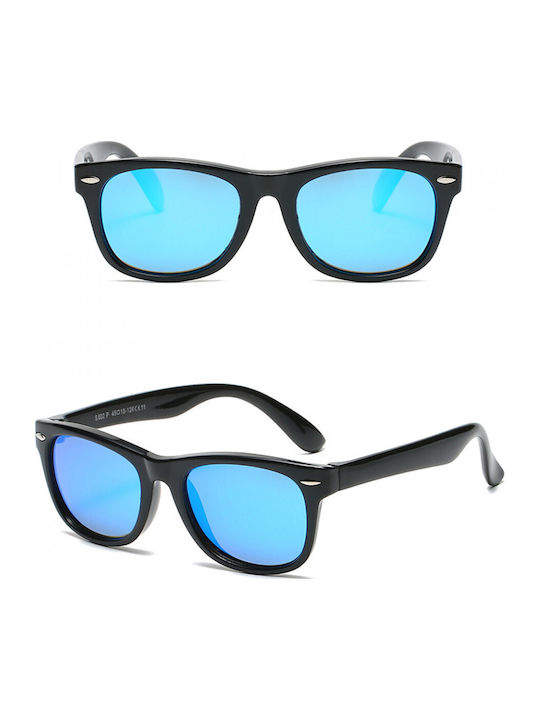 Techsuit D802 Schwarze / Blaue Kinder-Sonnenbrillen für 3-8 Jahre