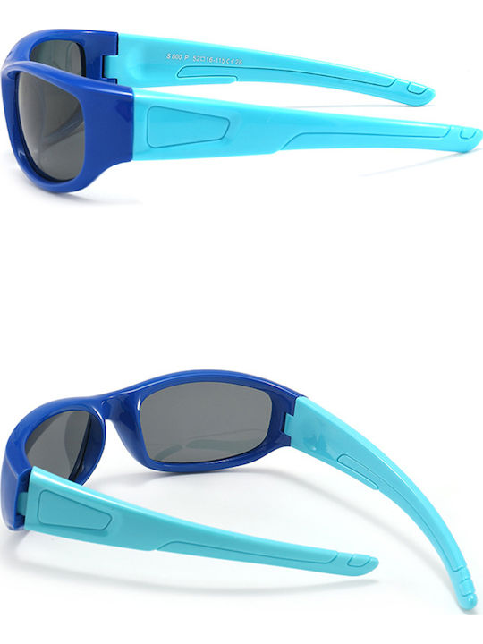 Techsuit Sonnenbrille Polarisiert 800-c28 Sport Typ Flexibel Kinder Zwischen 3-12 Jahren Dunkelblau Himmelblau