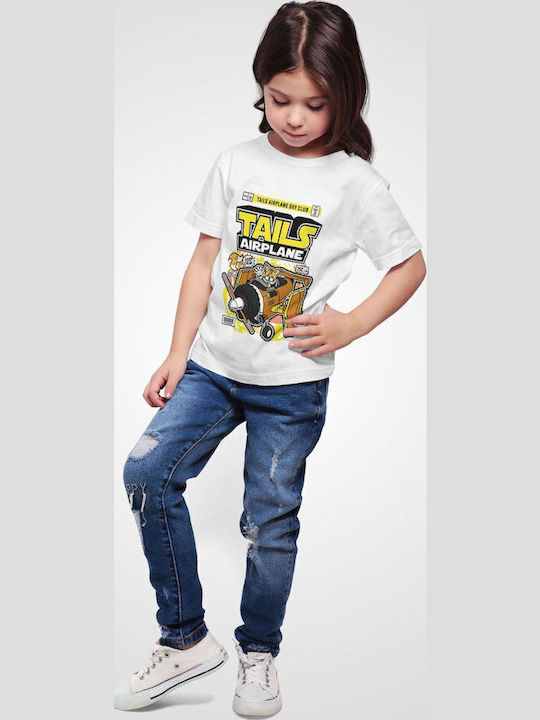 Kids' T-shirt White Sonic Tails Airplane