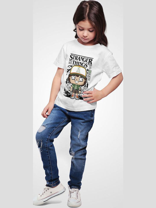 Kinder-T-Shirt White Stranger Things Dustin Seltsame Dinge Dustin