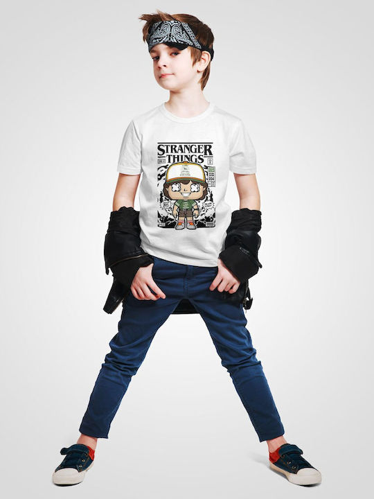 Kinder-T-Shirt White Stranger Things Dustin Seltsame Dinge Dustin