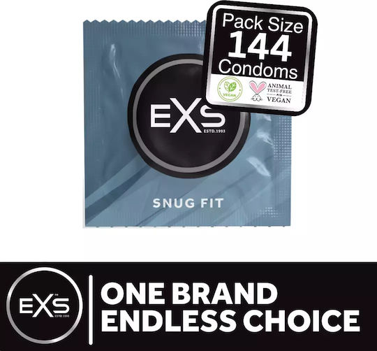 EXS Prezervative Snug Fit 144 Buc 49mm Subțiri Pentru Senzație Naturală Natural