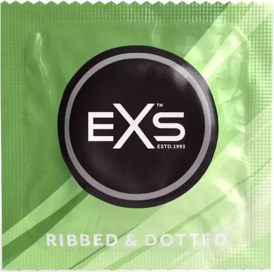 EXS Προφυλακτικά Ribbed & Dotted 3τμχ 56mm Λεπτά για Φυσική Αίσθηση με Ραβδώσεις Natural Vegan