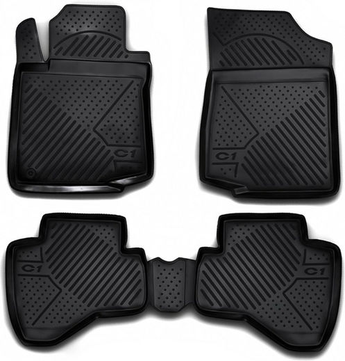 Novline Set of Front and Rear Mats 4pcs Tray Type for Citroen C1 Black