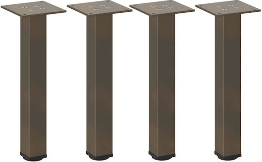 vidaXL Metallic Furniture Leg 4 Pieces Suitable for Table / Coffee Table 42cm Brown