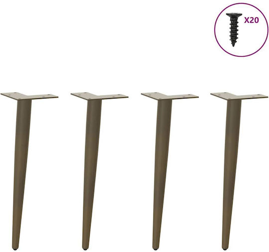 vidaXL Metallic Furniture Legs 4 Pieces Suitable for Table / Coffee Table 42cm Brown