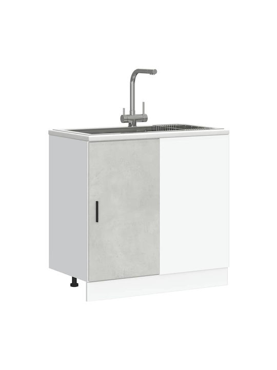 Ντουλάπι Νεροχύτη Γκρι Σκυροδέματος 80x46x81.5εκ.