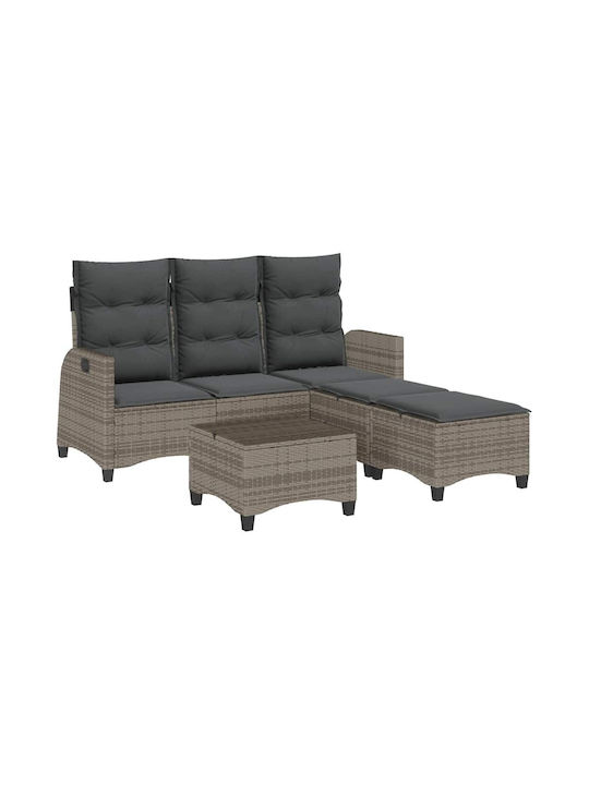 Set Outdoor Living Room with Cushions Grey 3pcs