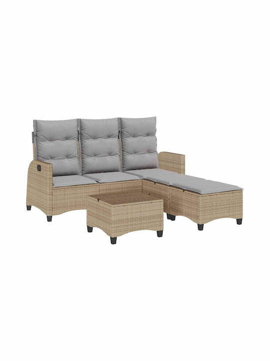 Set Outdoor Living Room with Cushions Beige 3pcs