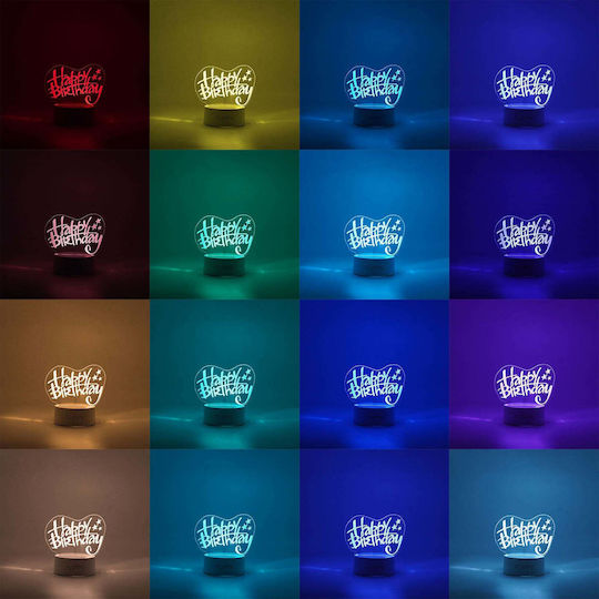 Happy Birthday Dekorative Lampe 3D-Illusion Weiß