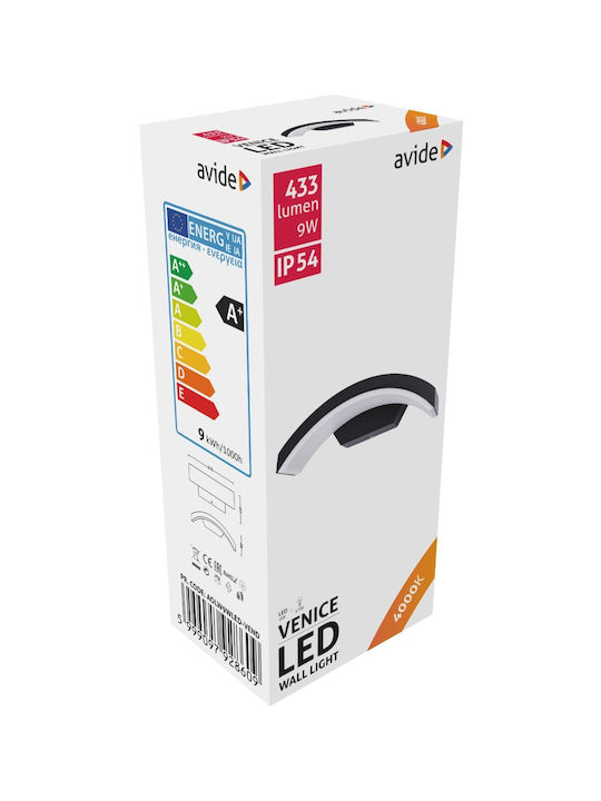Avide Wandmontierte Außenleuchte LED IP54 9W mit Natürliches Weiß Licht 38x38x29.5εκ.