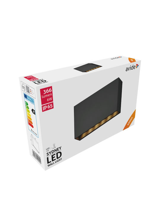 Avide Wandmontierte Außenleuchte LED IP65 6W mit Natürliches Weiß Licht 43.5x28x28.5εκ.