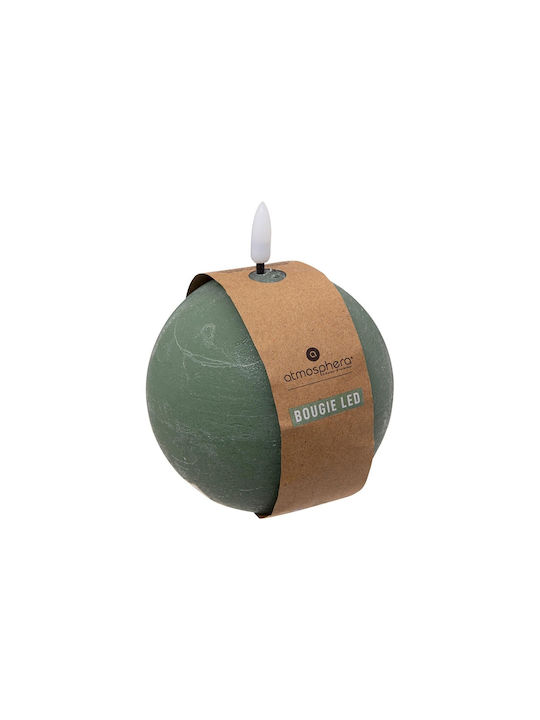Atmosphera Διακοσμητικό Φωτιστικό Molia Gree Ball LED Θερμό Λευκό Κερί 10x10x11εκ.