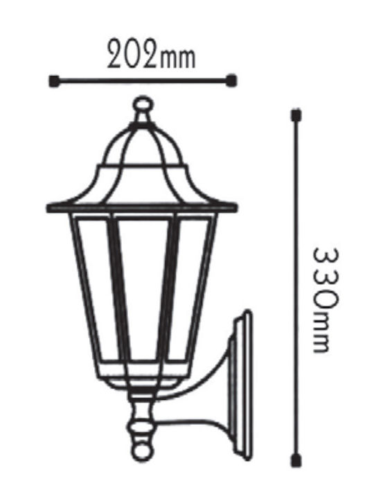 Aca Wall-Mounted Outdoor Lantern E27 IP44 33x22εκ.